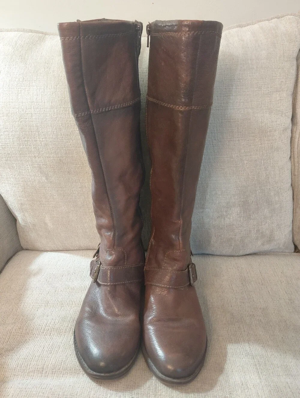 Naturalizer Brown Wide Calf Knee High Buckle Riding Boots Size 9.5